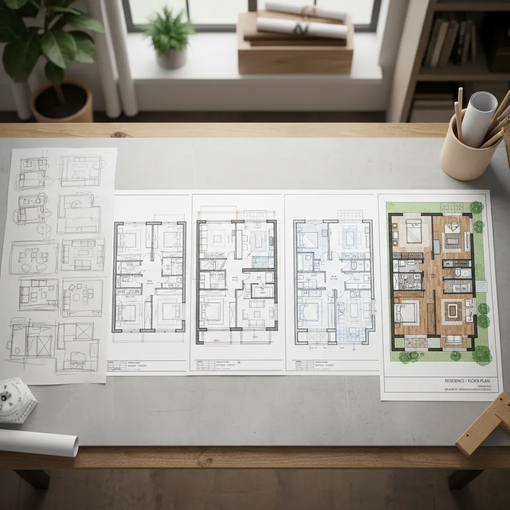 Proceso paso a paso del diseño de un plano de casa en 2D