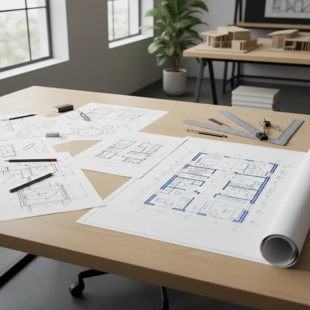Proceso de diseño de plano de vivienda desde boceto hasta plano técnico