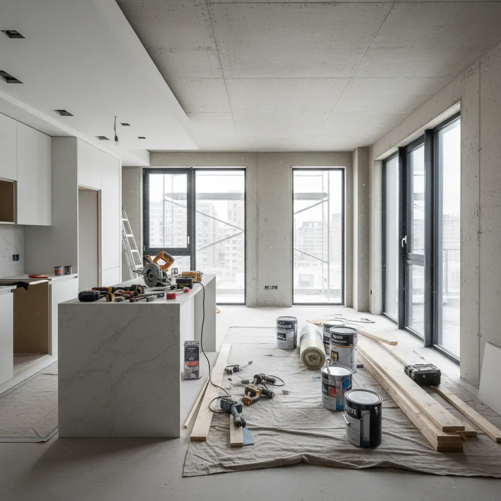 Proceso de reforma interior en vivienda residencial