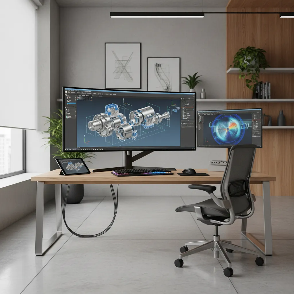 Industrial designer using CAD software to model mechanical product