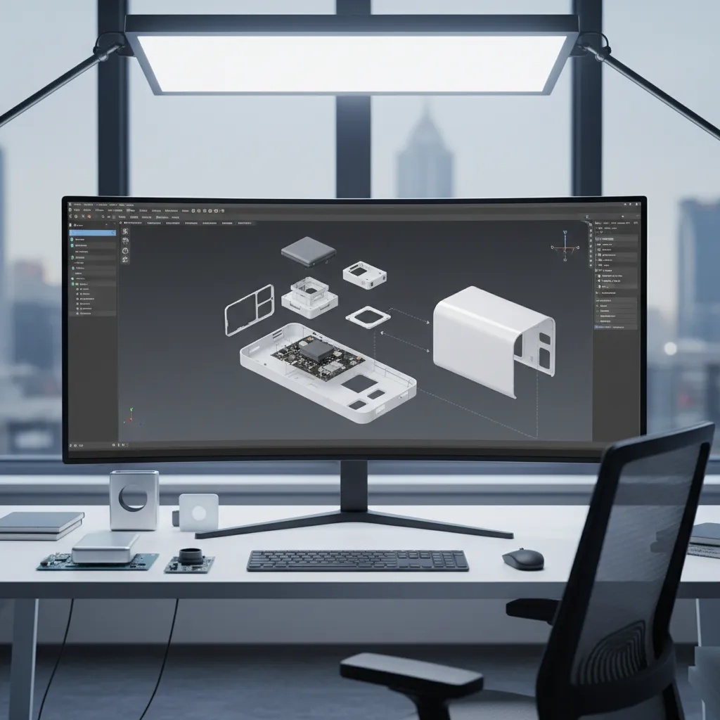 Product designer isolating a single component from a larger product assembly model