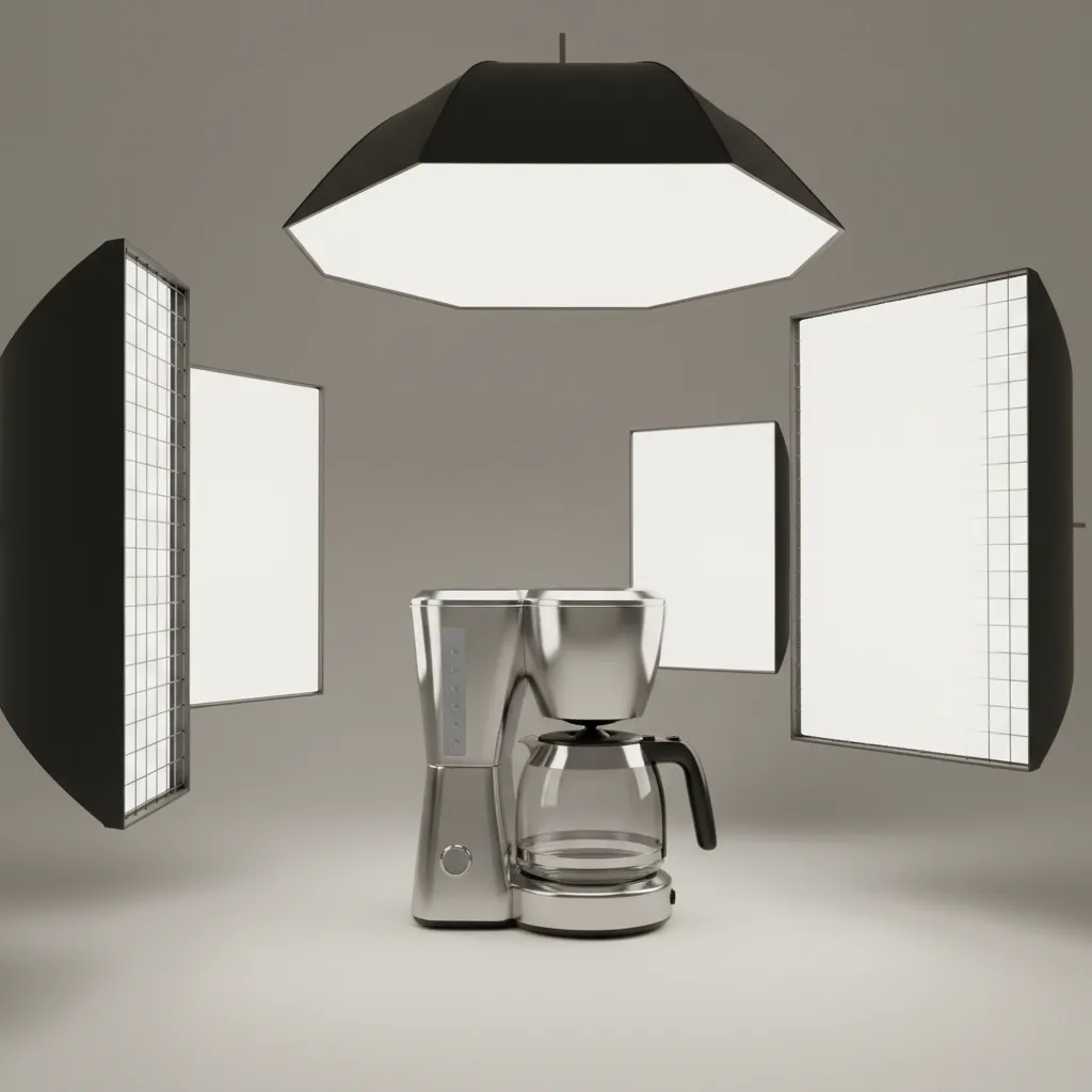 virtual lighting setup used for realistic product rendering
