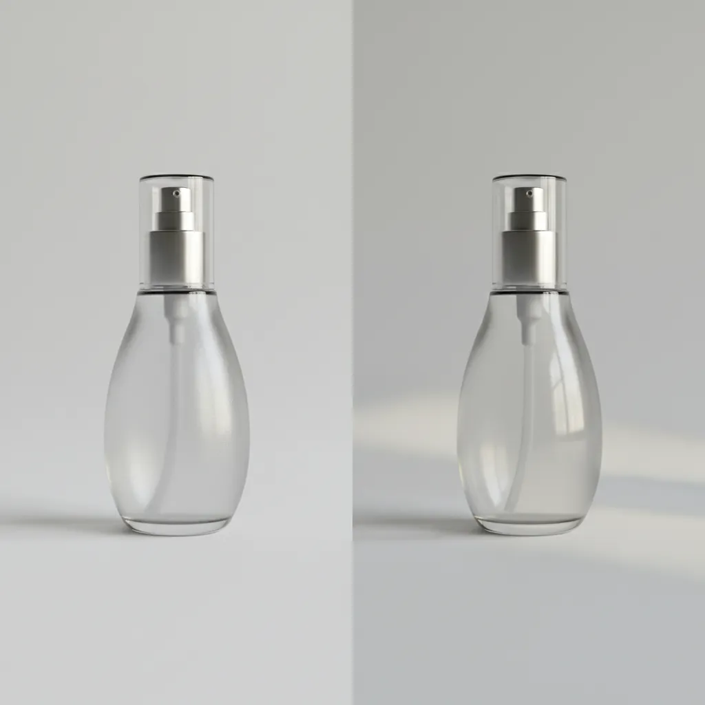 comparison of product render lighting and shadow adjustments in Photoshop