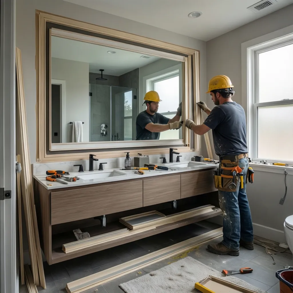 How Professional Contractors Frame Bathroom Mirrors: Industry methods, materials, and installation standards professionals use to frame large bathroom mirrors safely and cleanly