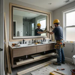 How Professional Contractors Frame Bathroom Mirrors
