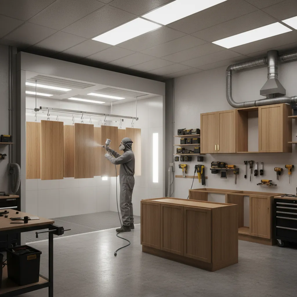 Professional Cabinet Finishing Methods Used in the Kitchen Industry: How cabinet makers finish kitchen cabinets, including the oils, spray systems, and durability standards professionals rely on