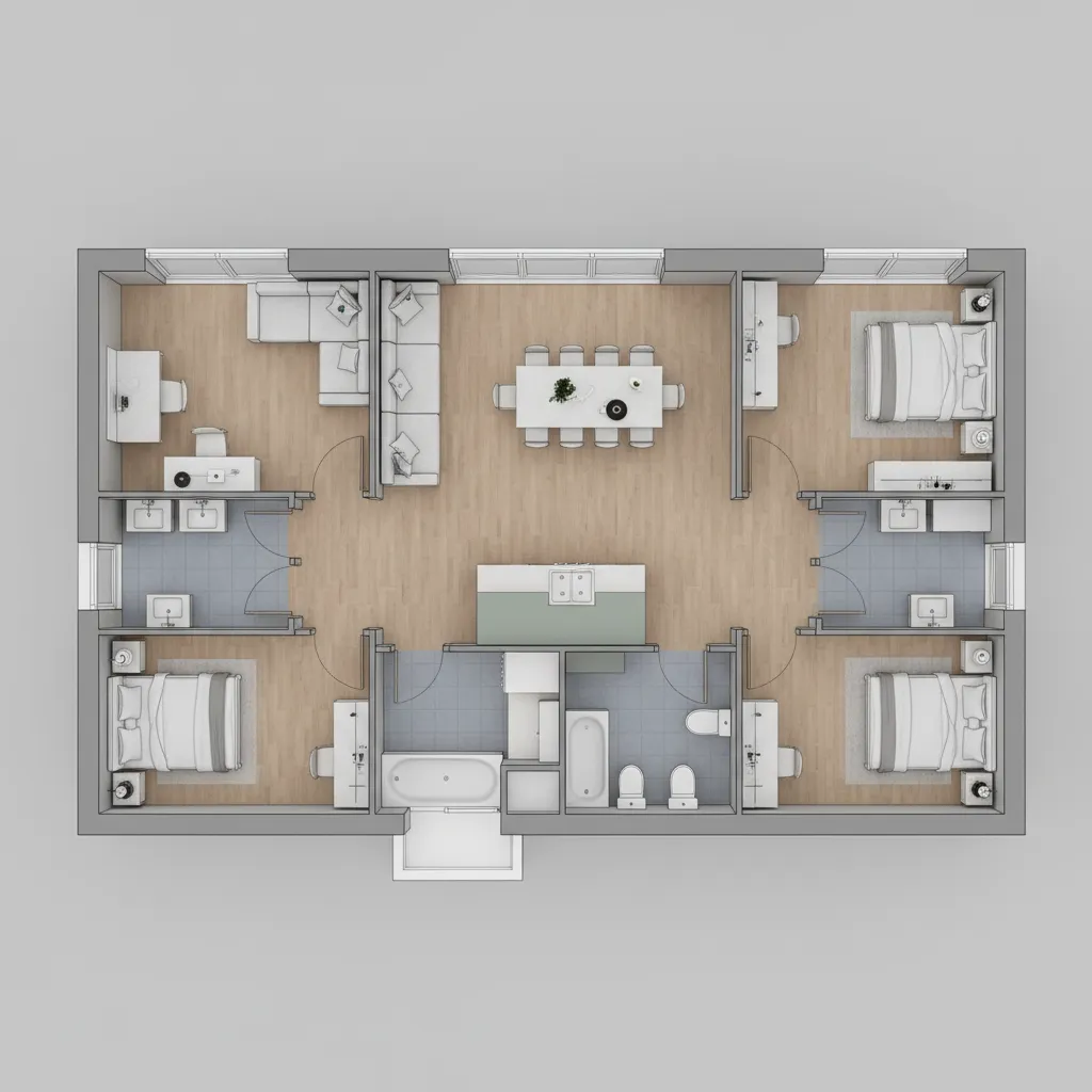 professional floor plan using limited color hierarchy