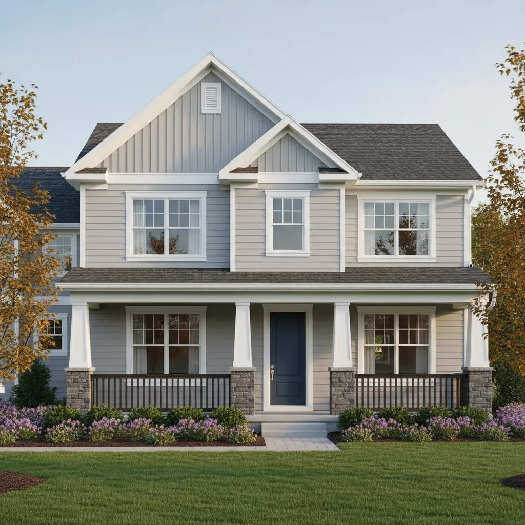 Freshly painted modern suburban home exterior with clean finish