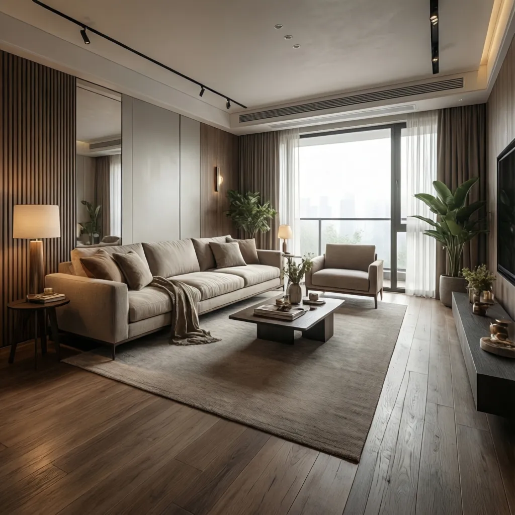 Proyecto profesional de diseño interior terminado en salón moderno