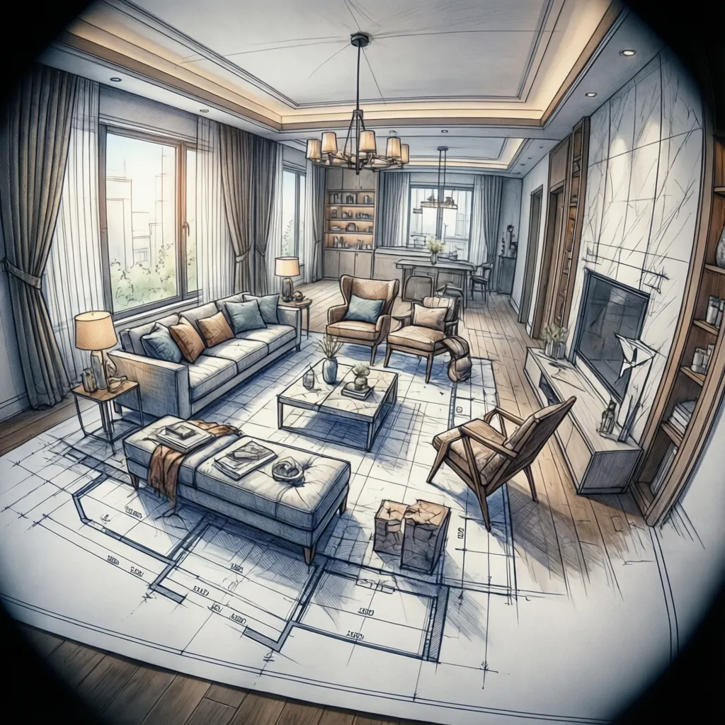 Plano profesional de interiorismo para un salón