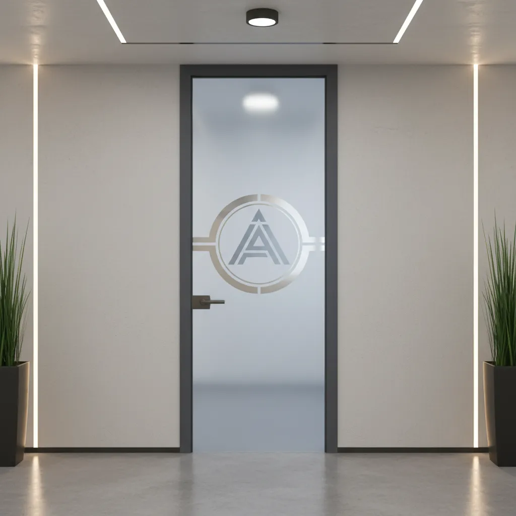 clean and professional office door decoration design