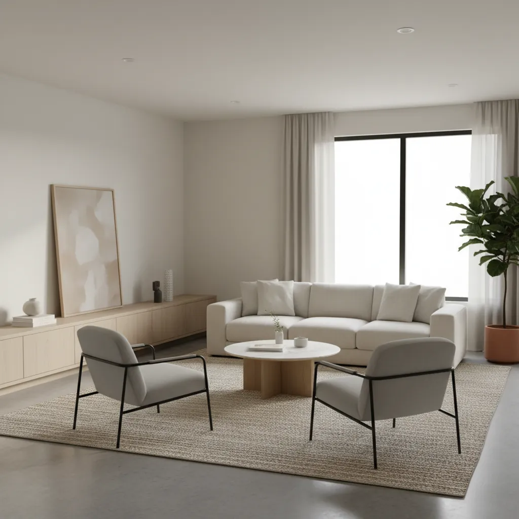 Balanced furniture scale in medium living room