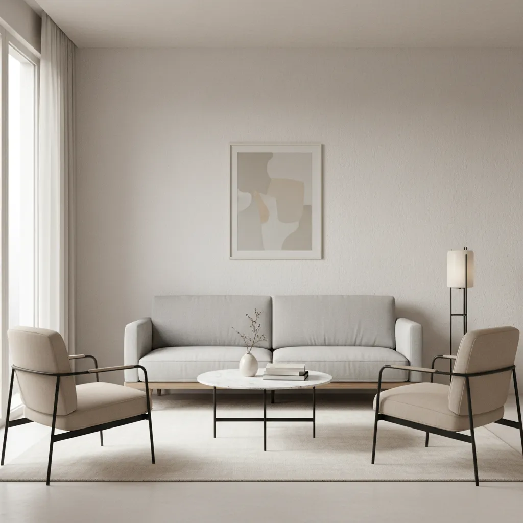 Example of correct furniture scale in a compact living room