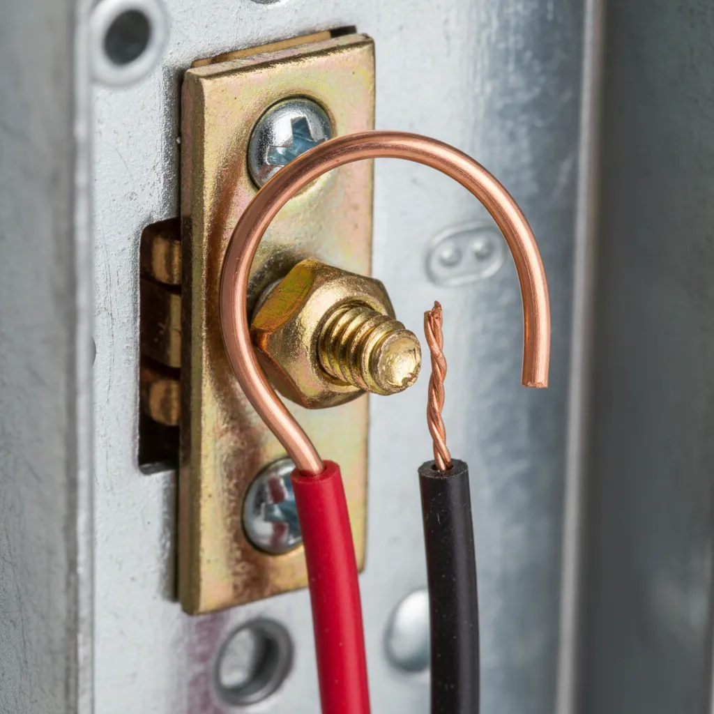 Correct wire loop connection around screw terminal on light switch