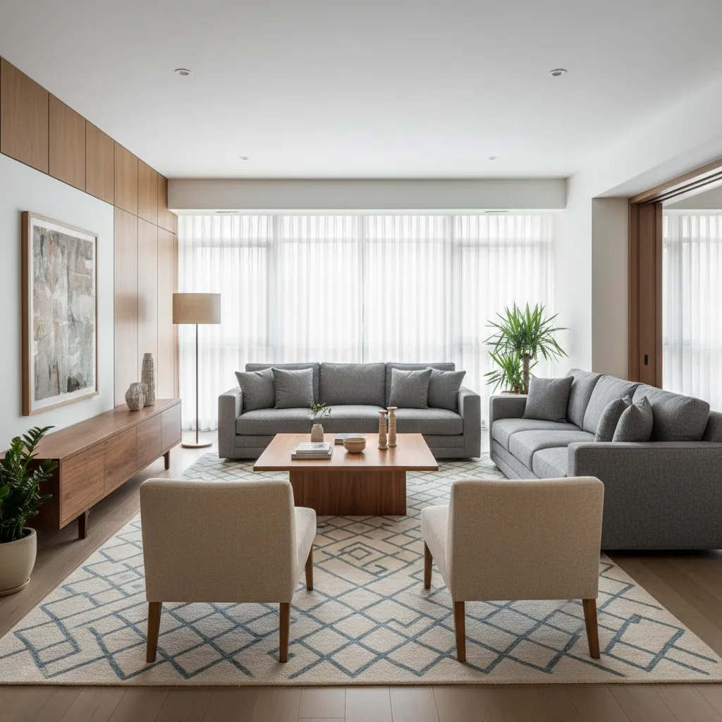 Comparación visual de proporción correcta de muebles en un salón