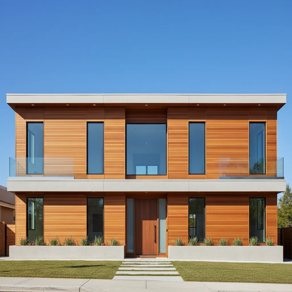 Fachada equilibrada con ventanas alineadas y proporciones arquitectónicas correctas