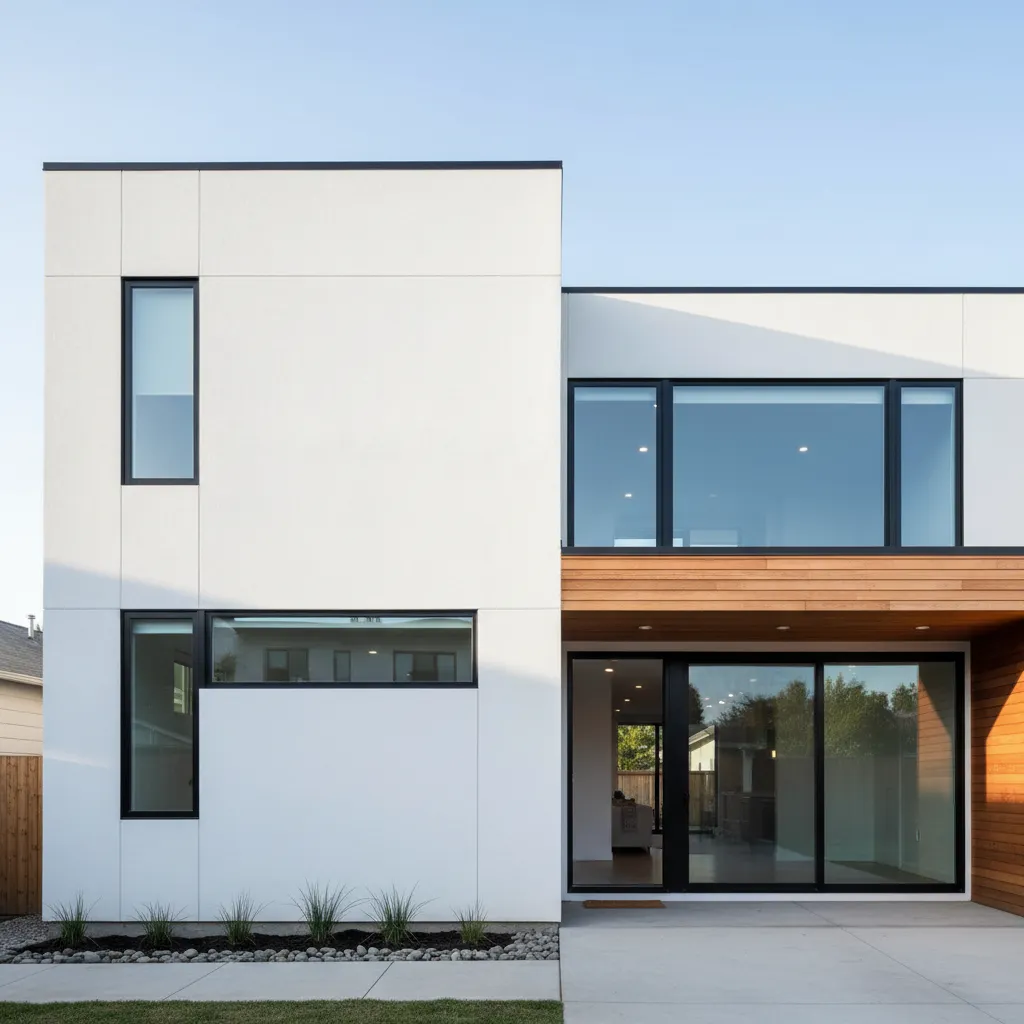 Contoh fasad rumah minimalis dengan aksen warna kontras