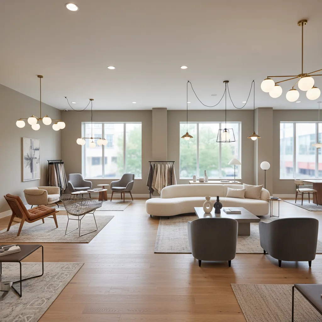Showroom profesional de muebles visitado por diseñadores de interiores