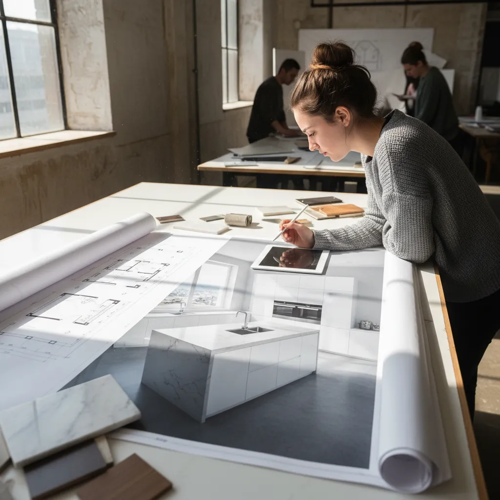 Proyecto de diseño de cocina realizado por estudiante de interiorismo