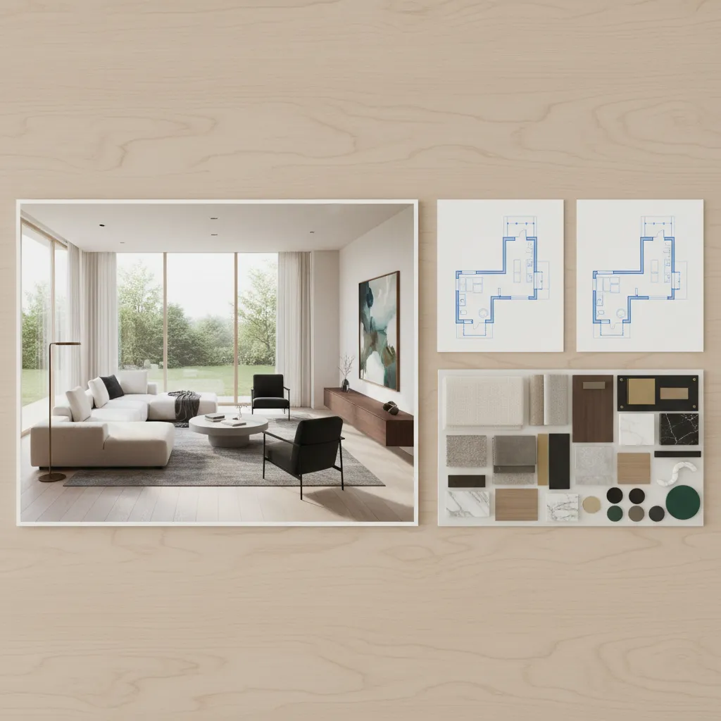 Proyecto de diseño de salón con planos y render 3D