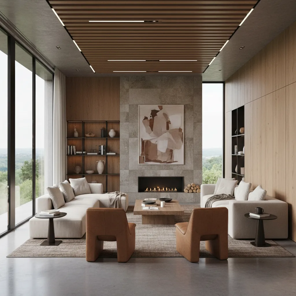 Render realista de un salón diseñado digitalmente