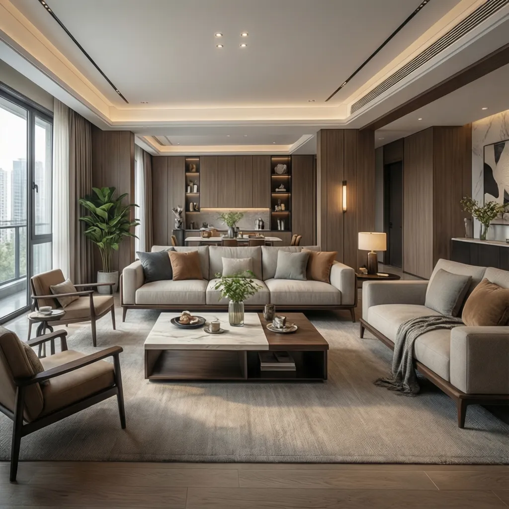Salón moderno resultado de un proyecto de decoración interior