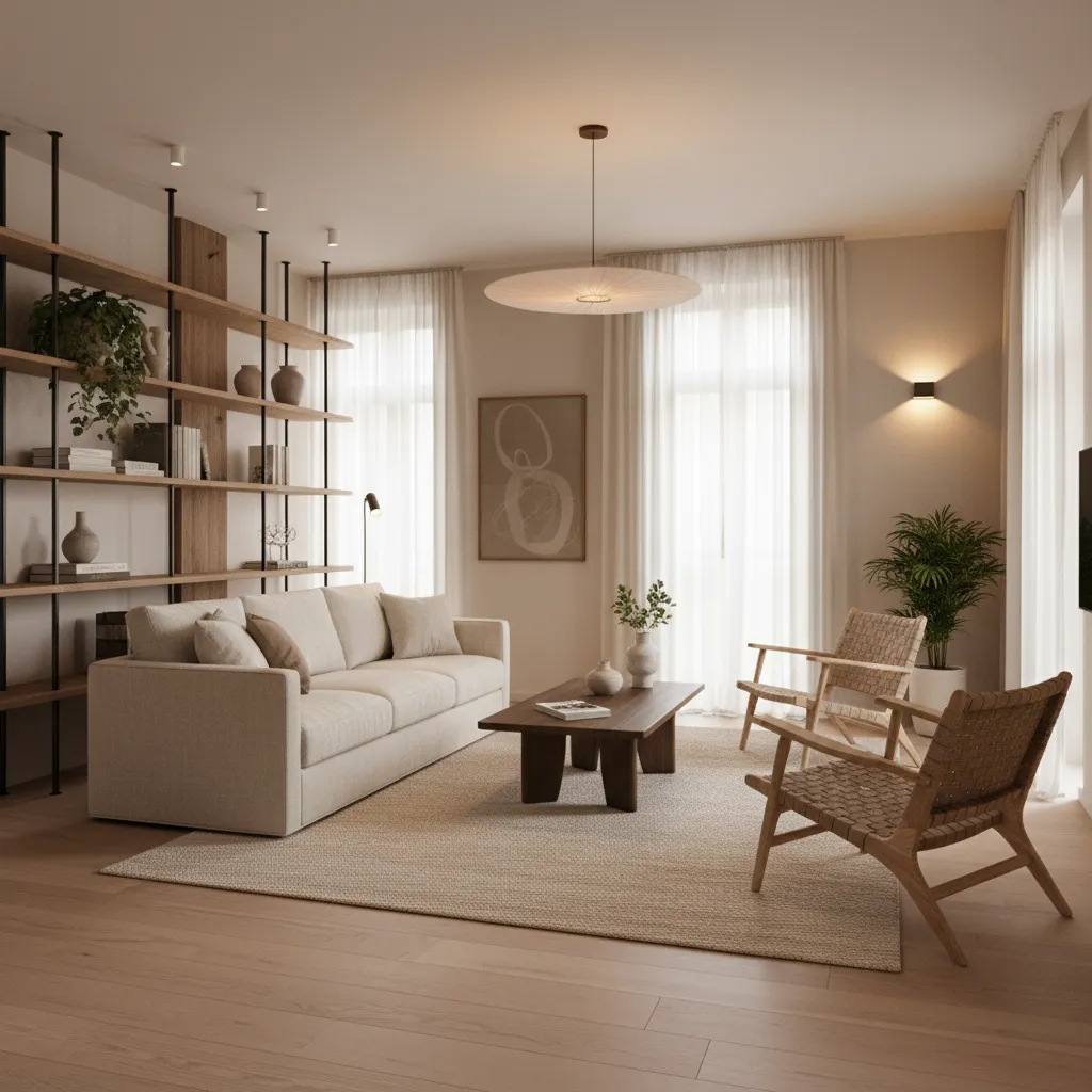 Proyecto de interiorismo residencial moderno con salón bien distribuido