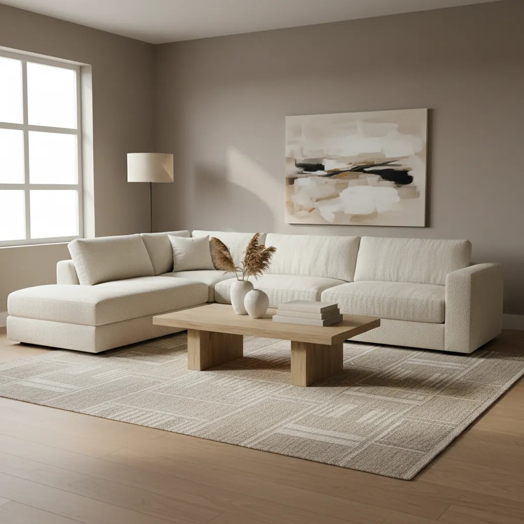 Salón moderno diseñado por un decorador con muebles bien distribuidos