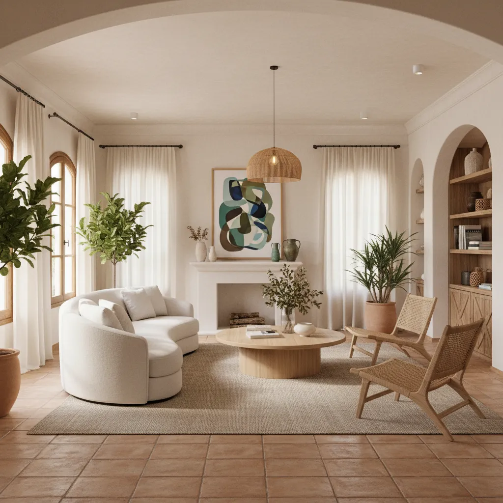 Salón moderno completamente terminado tras un proyecto de interiorismo