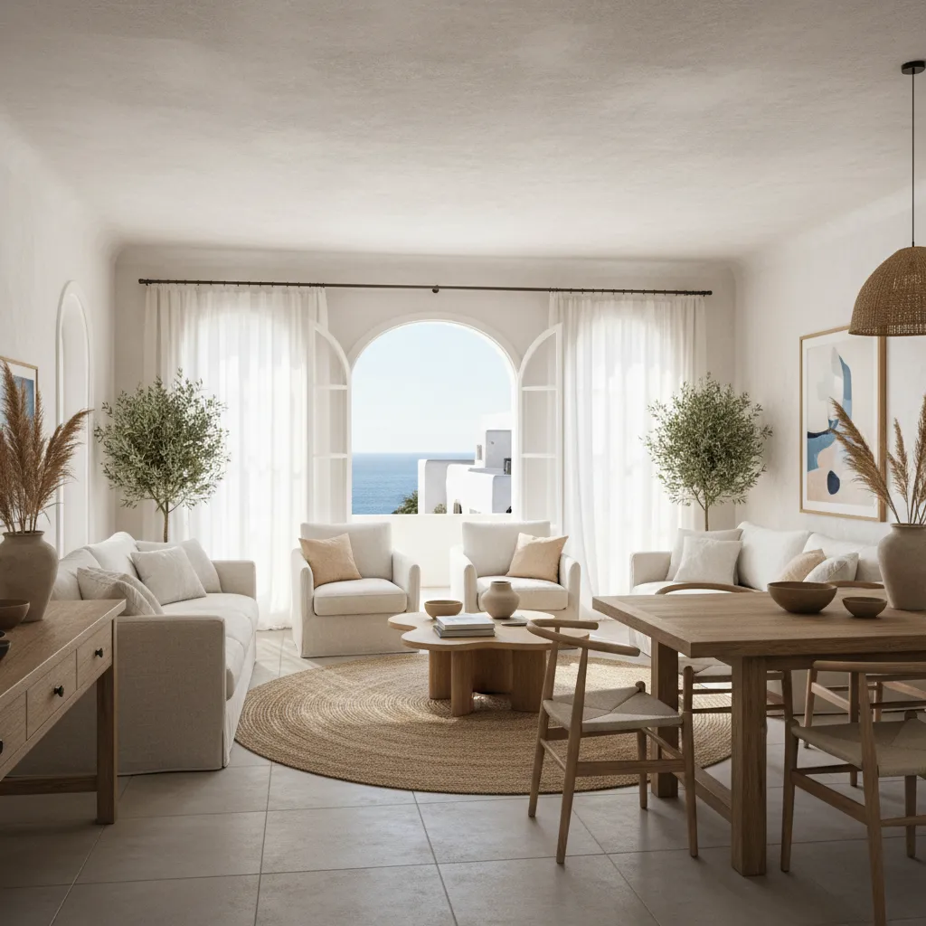Vivienda costera moderna con interiorismo mediterráneo elegante