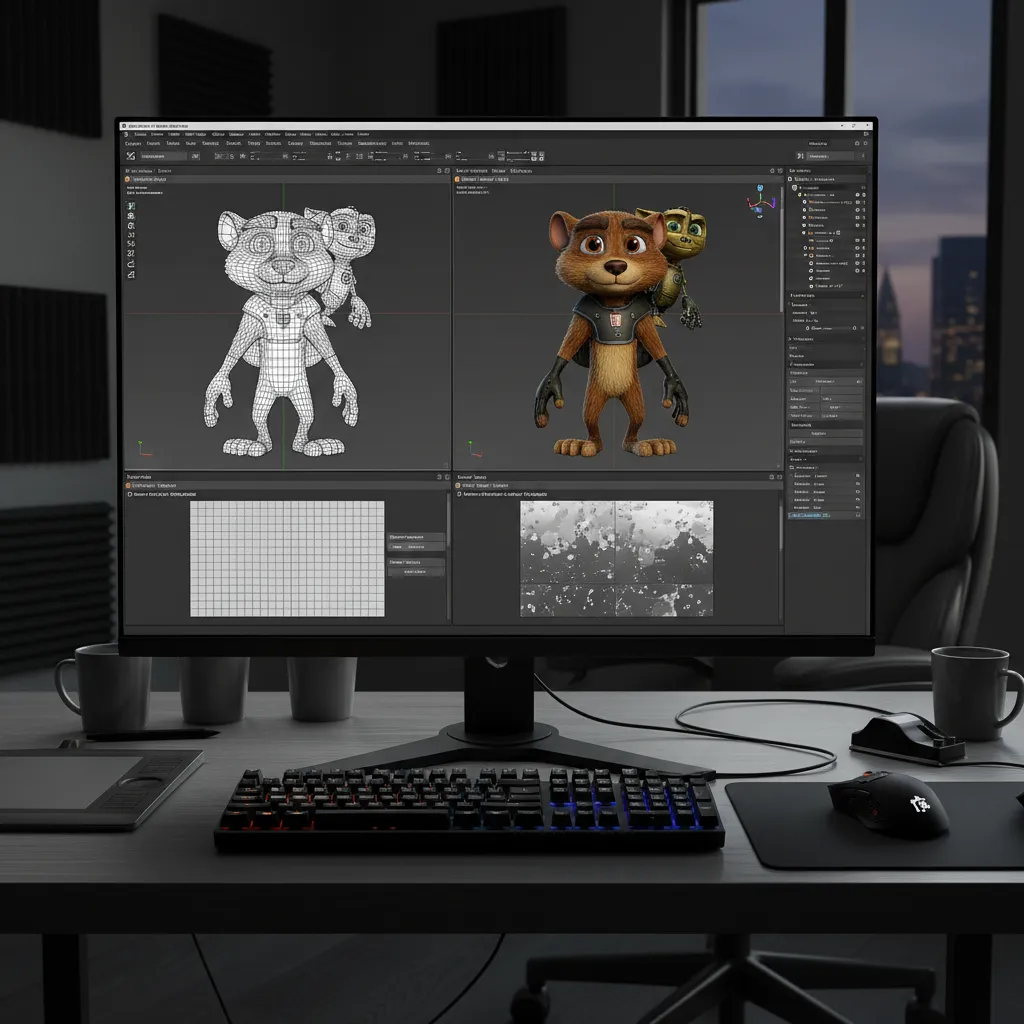 3D model viewer displaying a PSP game character model in wireframe with texture panels