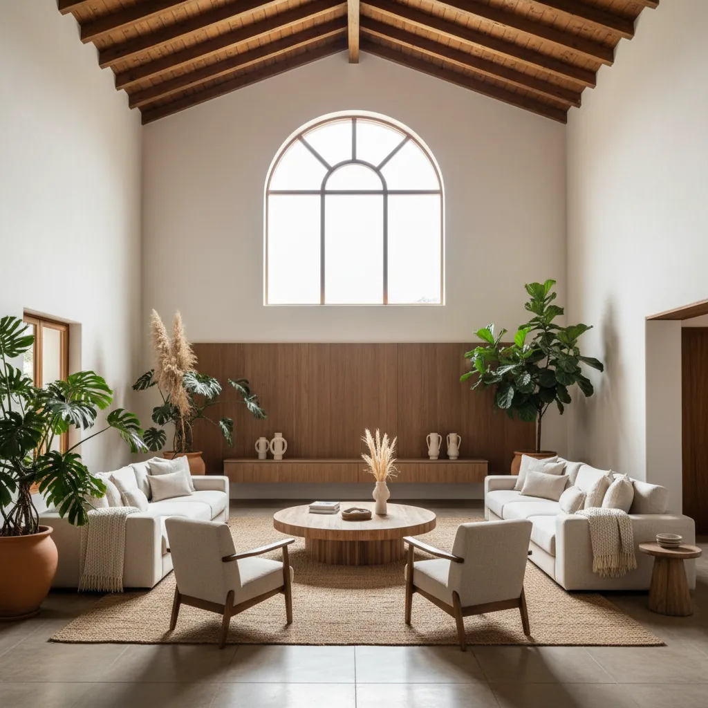 Sala con diseño interior contemporáneo en una casa de Puebla