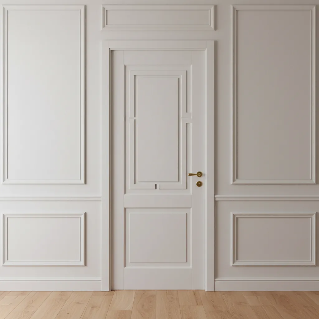 Puerta interior con molduras decorativas estilo clásico moderno