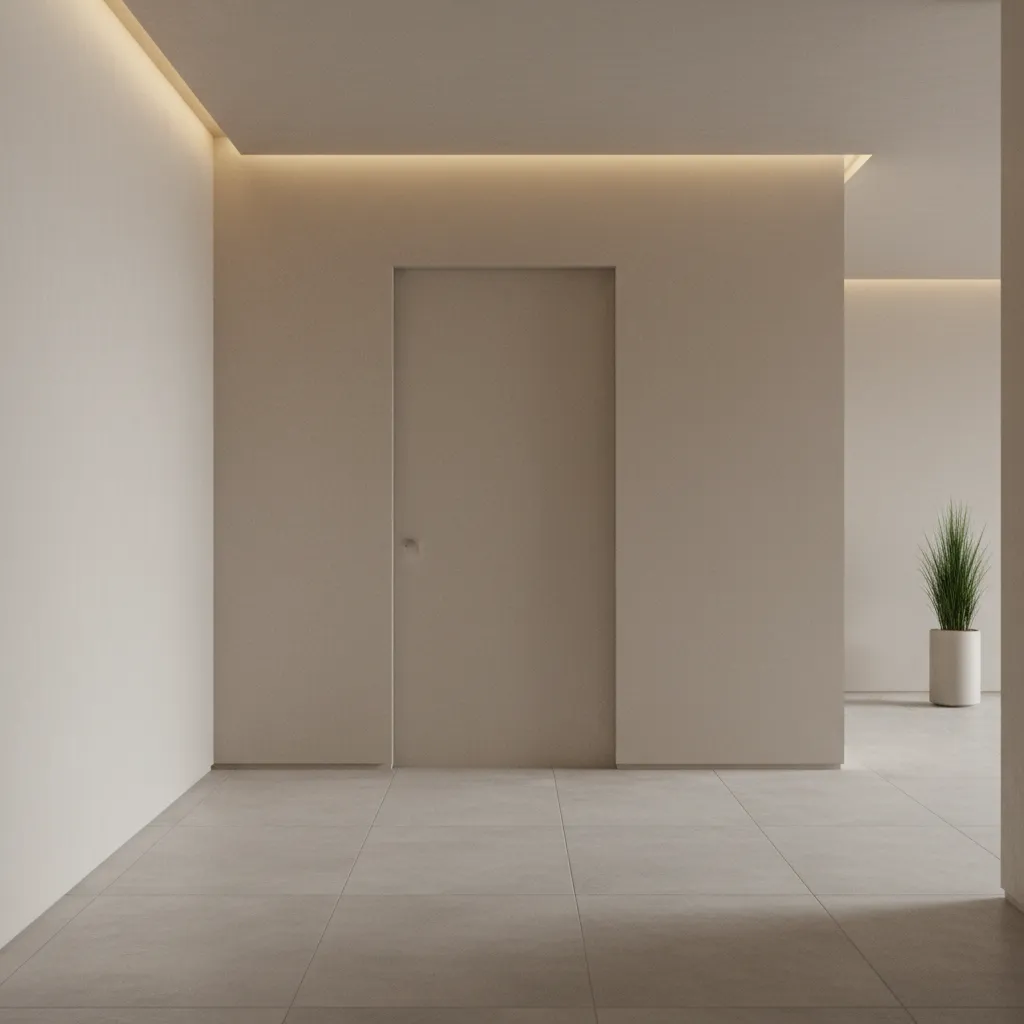 Puerta interior enrasada con pared en diseño minimalista
