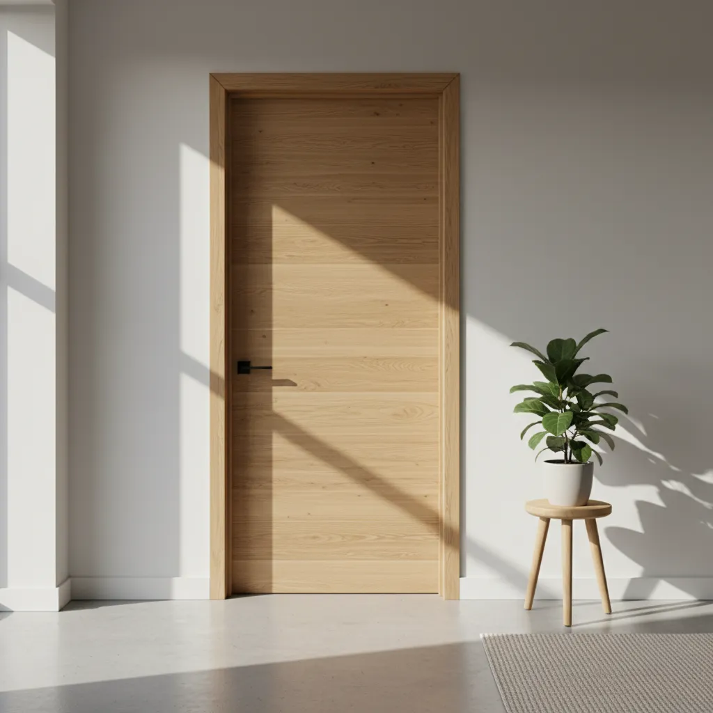 Puerta interior de madera lisa estilo minimalista