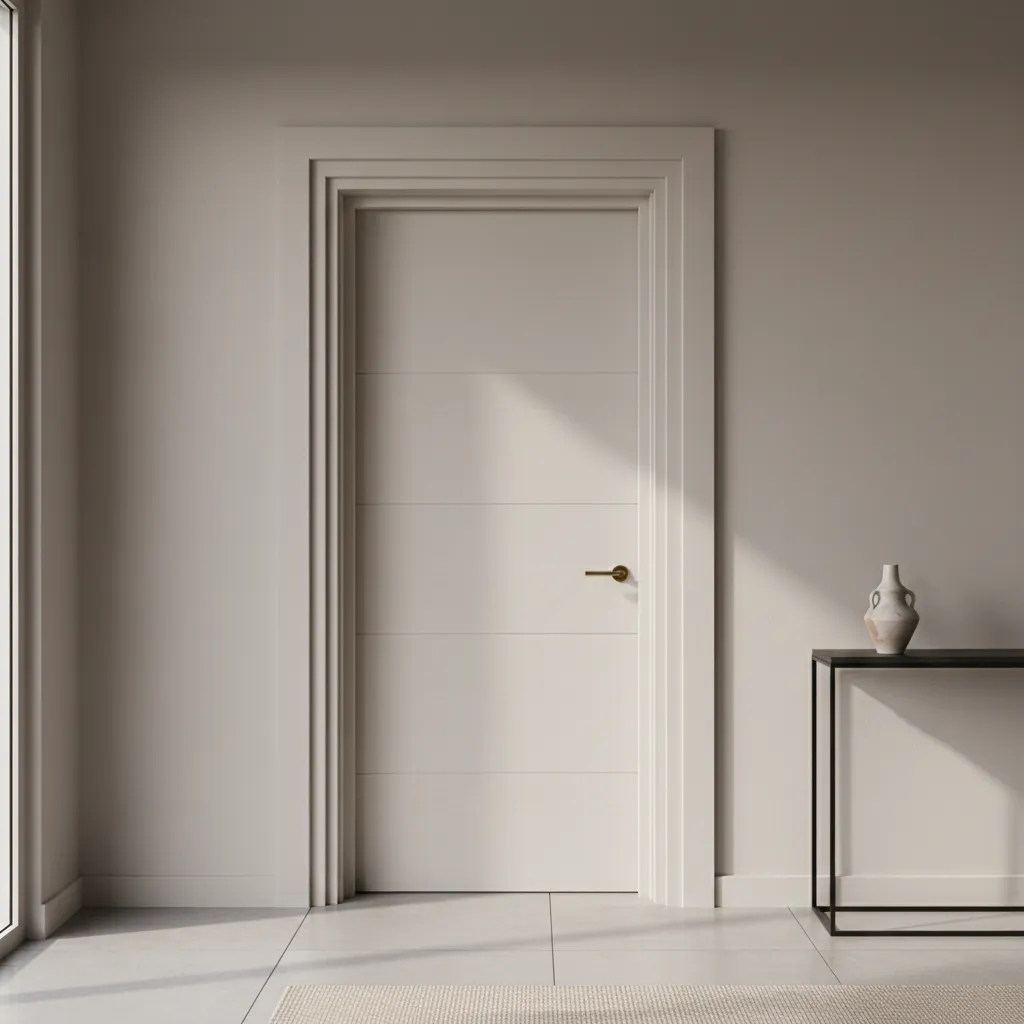 Puerta interior moderna con marco decorado minimalista