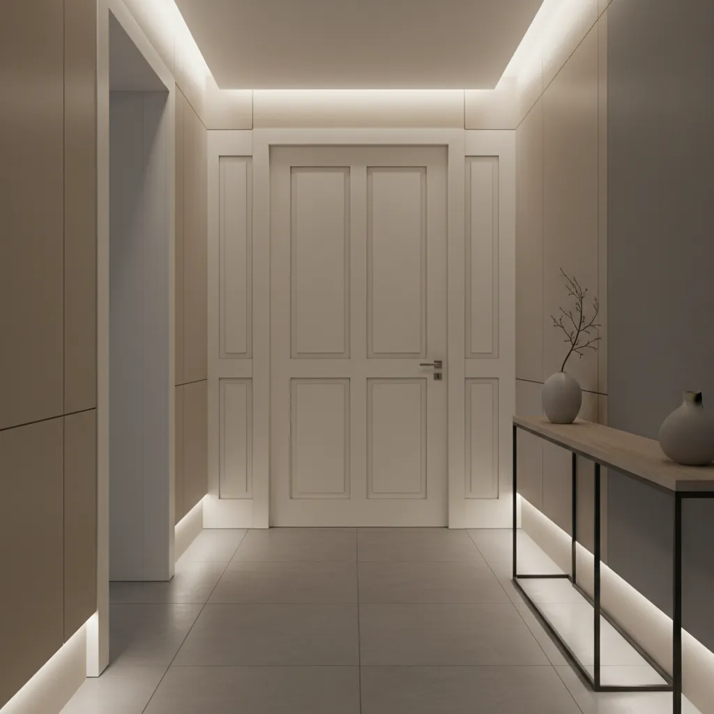 Puerta interior moderna con molduras minimalistas