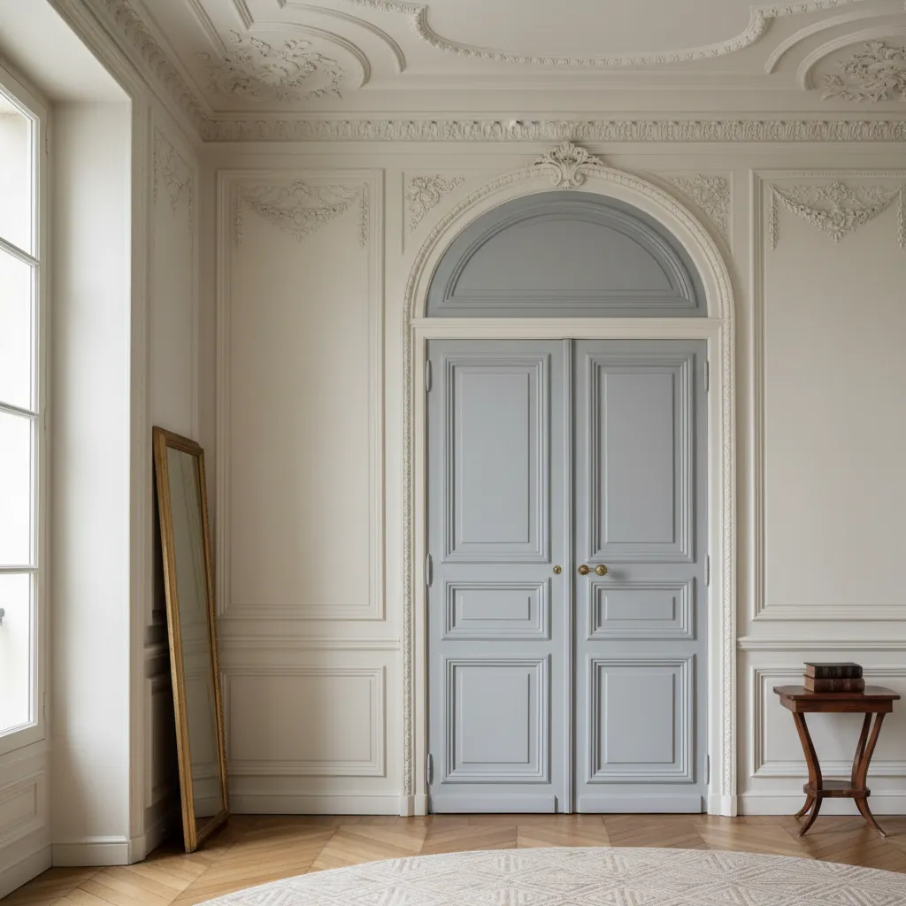 Puerta panelada clásica en interior elegante