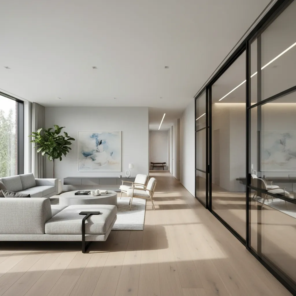 Puertas interiores con vidrio en un diseño moderno de vivienda