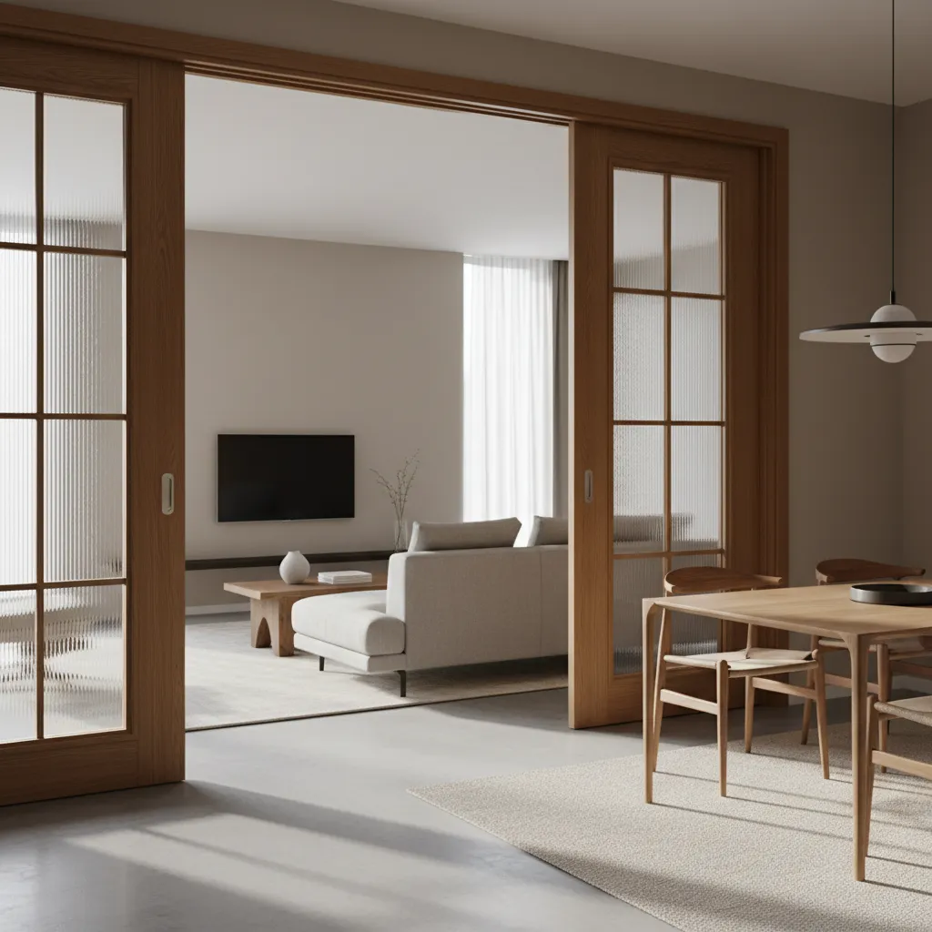 Puertas de madera con cristal para interiores decorados