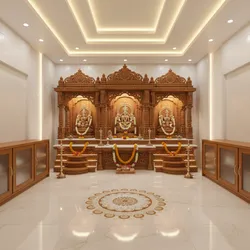 Puja room ceiling design ideas for calm and light