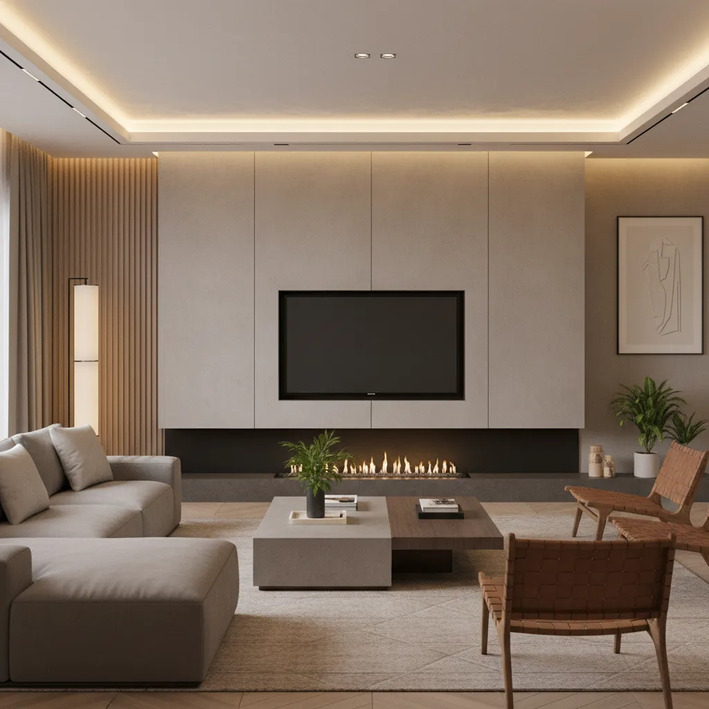 pull down TV mount lowering screen from above fireplace to comfortable viewing height