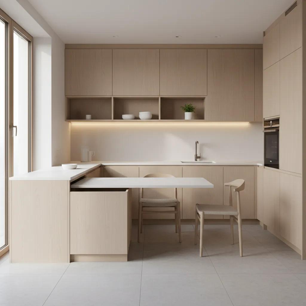 Pull Out Kitchen Tables in Modern Apartment Design