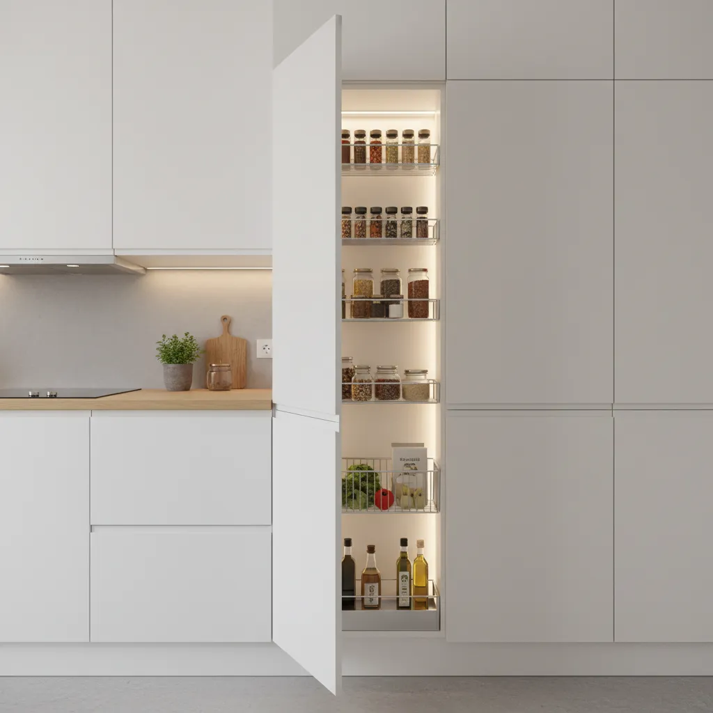 pull out pantry cabinet storage solution for small kitchen