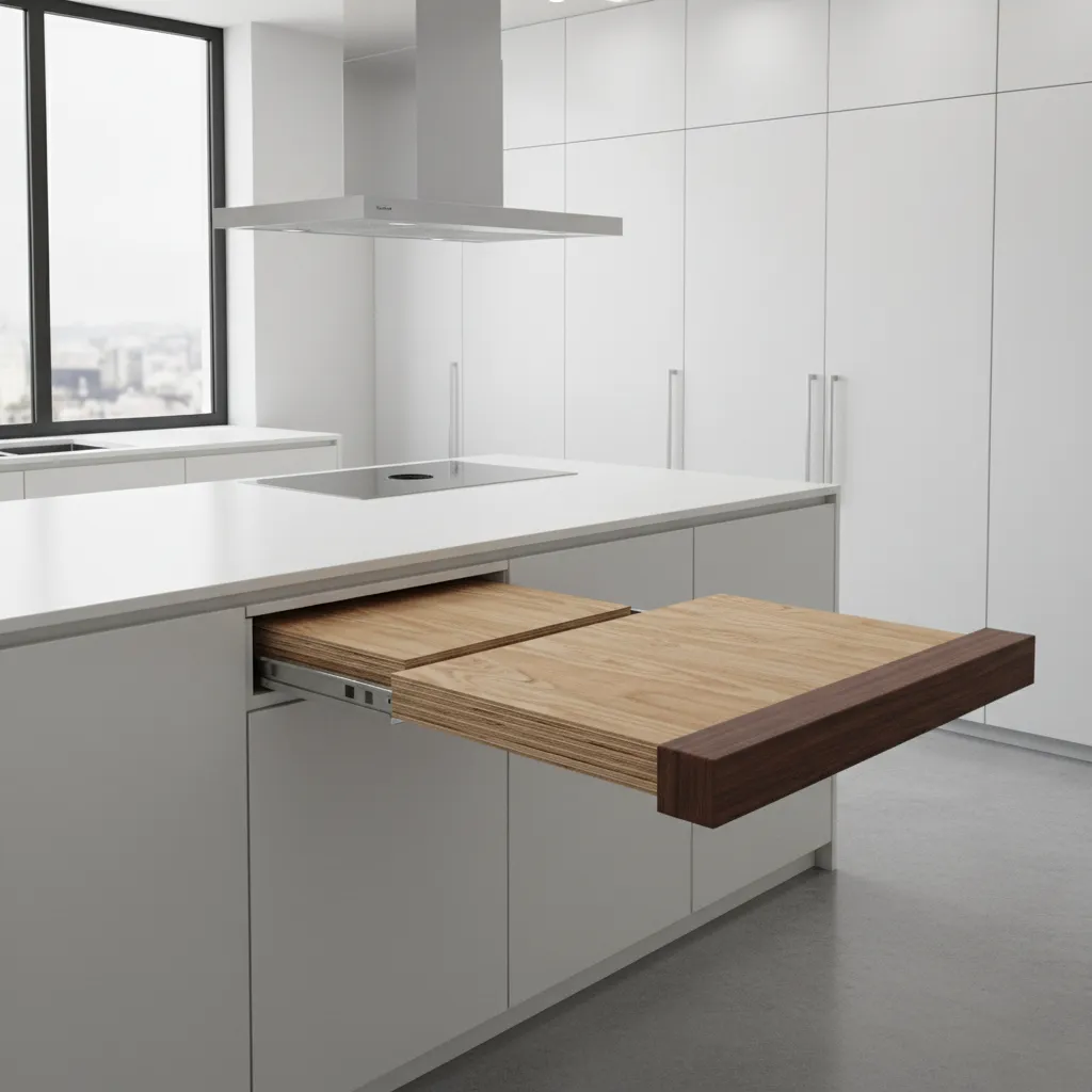 plywood structure and reinforced edge of pull out kitchen table