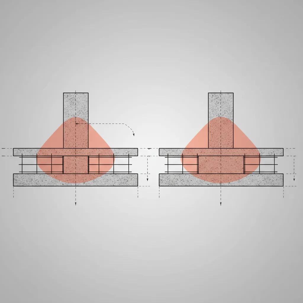 Diagram illustrating punching shear around column in flat plate versus flat slab