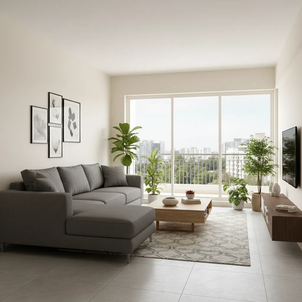 Contemporary Pune apartment living room interior design