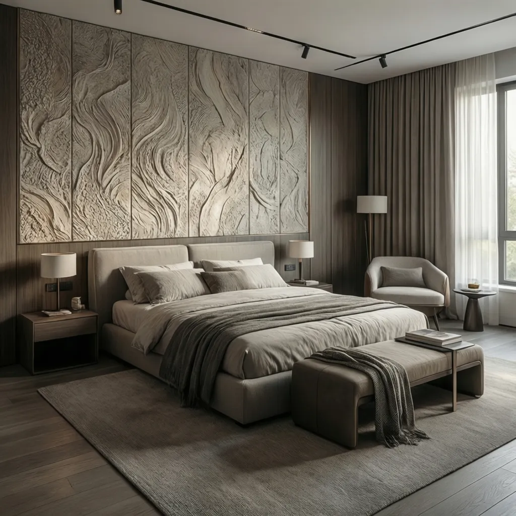 Dormitorio moderno con cabecero destacado como punto focal
