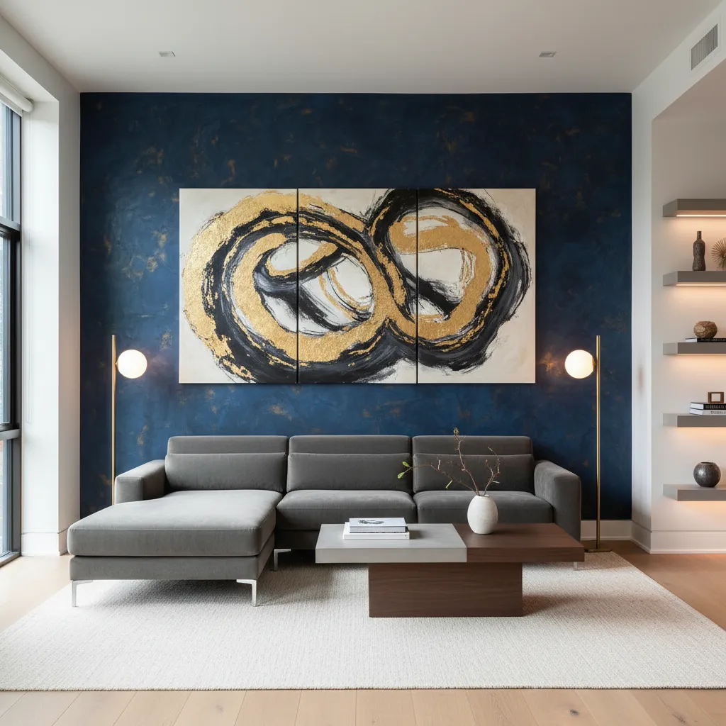 Salón con una pared de acento que funciona como punto focal