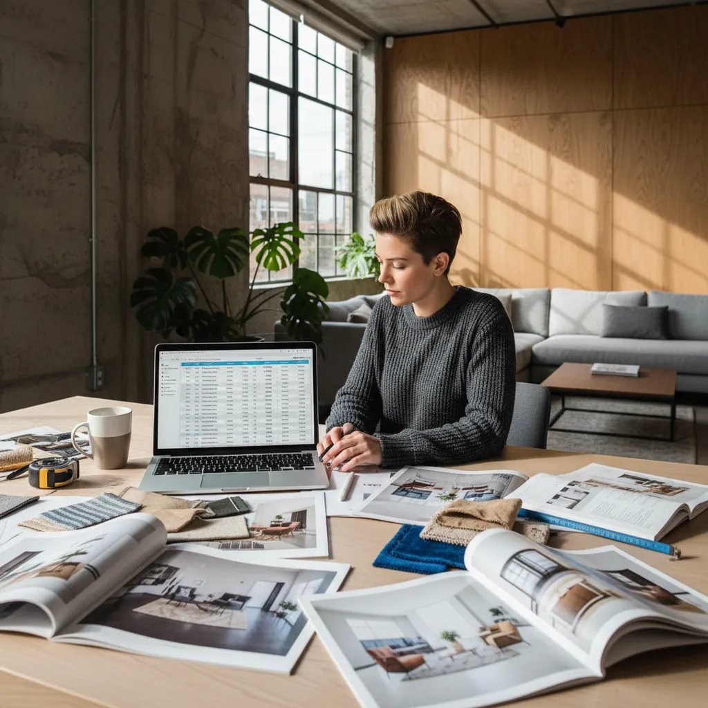 Interior design purchase order and furniture procurement planning workspace